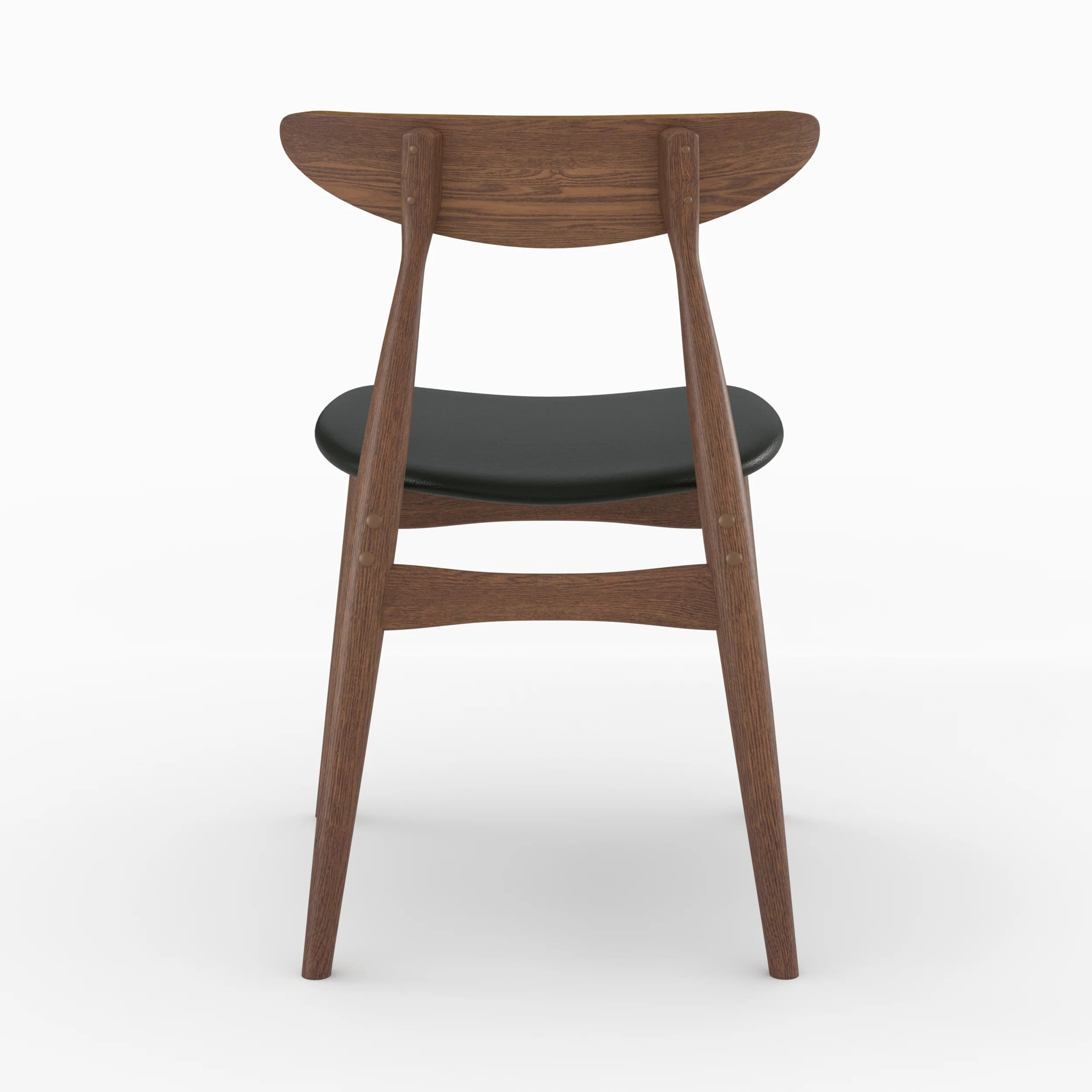 Lot de 2 chaises en cuir synthétique noir et bois d'hévéa - Josette