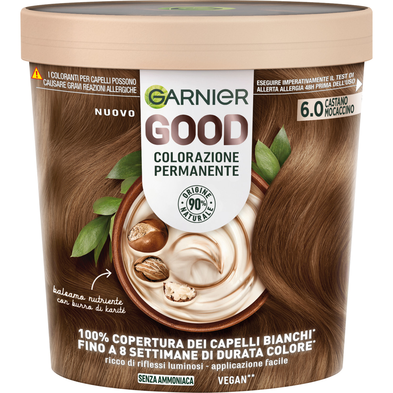 Tinta Capelli 6.0 Castano Mocaccino Colorazione Permanente Good Senza Ammoniaca con Balsamo Nutriente