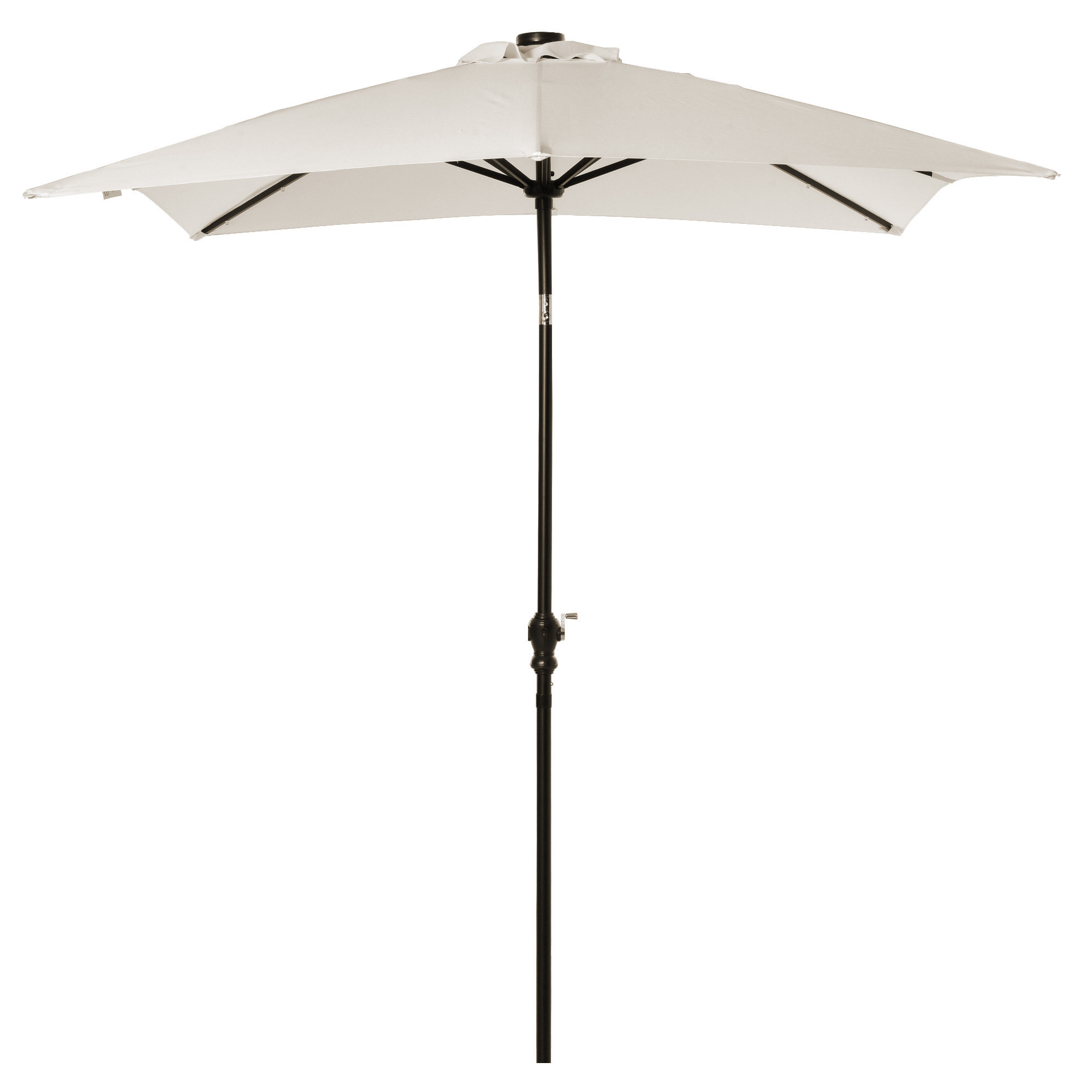Parasol lumineux rectangulaire inclinable dim. 2,68L x 2,05l x 2,48H m parasol LED solaire métal polyester haute densité blanc cassé