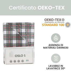 Intrecci - Completo Lenzuola Scozzese, Set Lenzuola e Federe in Puro Cotone, Matrimoniale