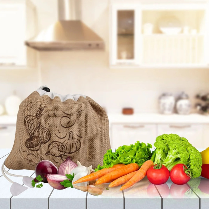 Lot de 2 sacs à légumes réutilisables avec 2 ustensiles de cuisine Fackelmann Nature