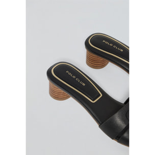 Mules con tacco alto Giorgia nere con dettagli metallici