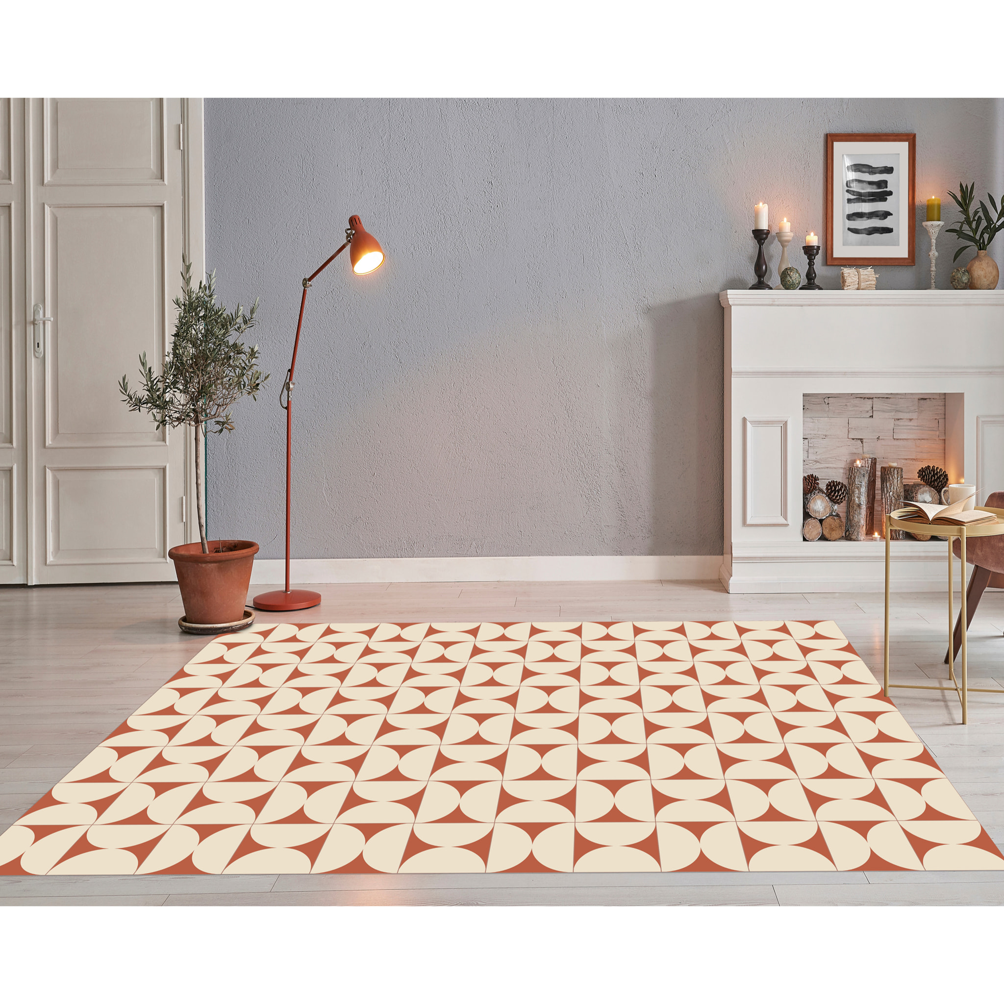 Alfombra de vinilo CERAMIKO, Retro terracota 50x140 cm