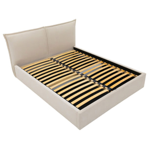 John - lit coffre - 160x200 cm - en velours - sommier inclus - Beige