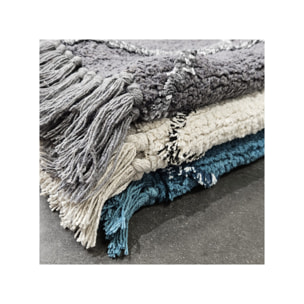 Tapis rectangulaire bleu style berbère avec franges - MOMBA