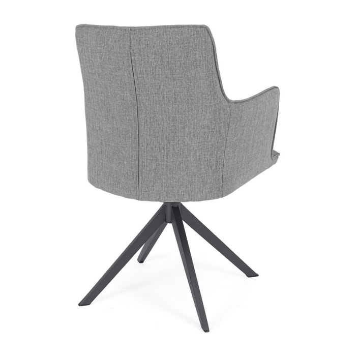 Set di sedie girevoli GOUVEIA in alluminio antracite e tessuto grigio, con braccioli