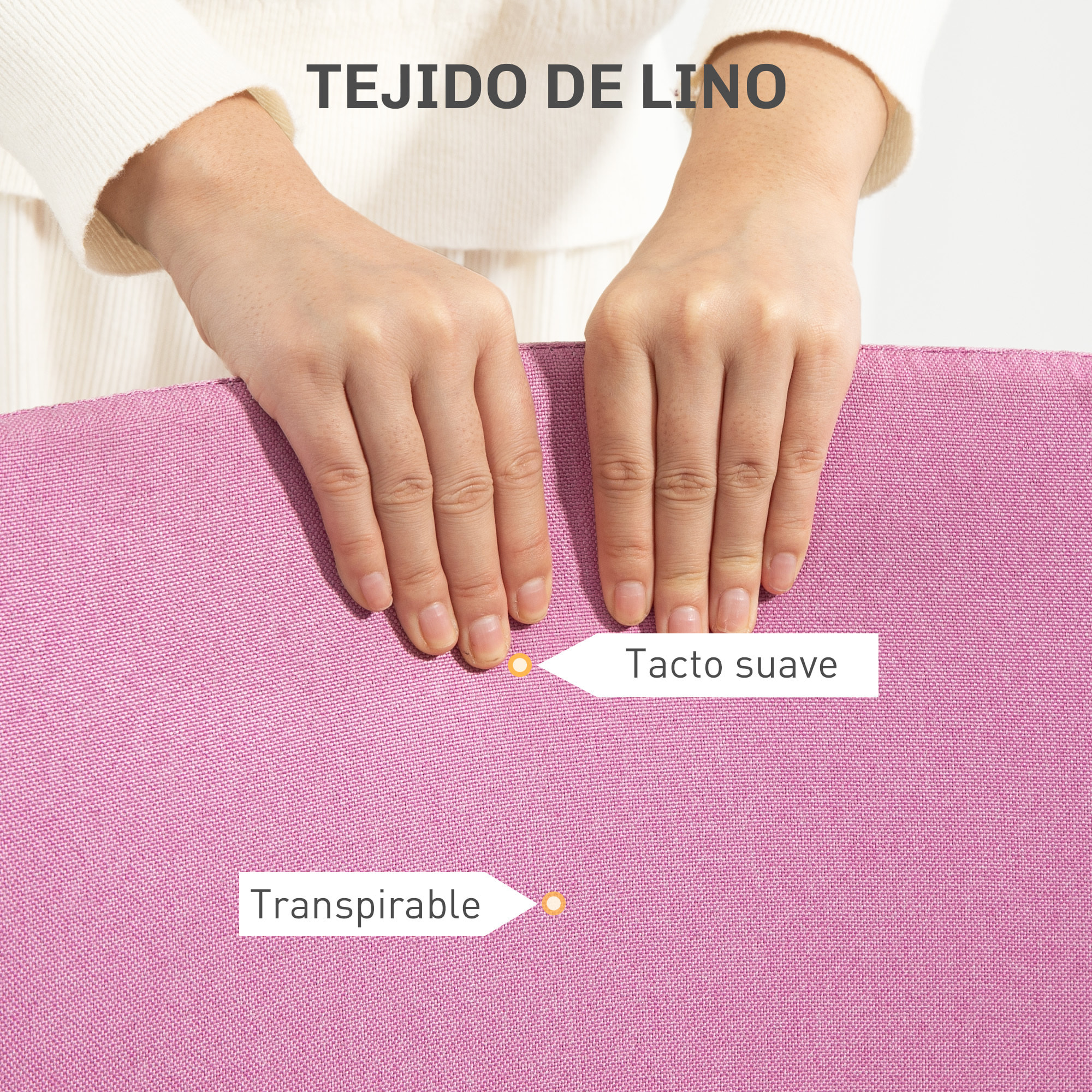 Silla de Escritorio sin Brazos Silla de Oficina Giratoria Tapizado en Lino Sintético con Altura Ajustable para Estudio Dormitorio Tocador Carga 120 kg Rosa