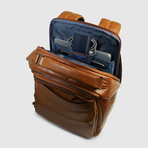 Piquadro Zaino da viaggio in pelle porta pc e iPad® con protezioni antiurto e RFID