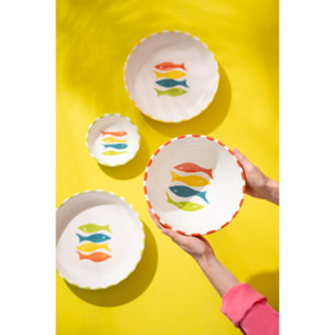 J-Line Bol Poisson - céramique - multicolore - medium - 3 pièces