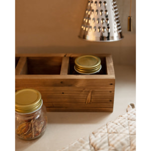 Organisateur avec quatre compartiments en bois massif ton chêne foncé 10x40cm Hauteur: 10 Longueur: 40 Largeur: 10