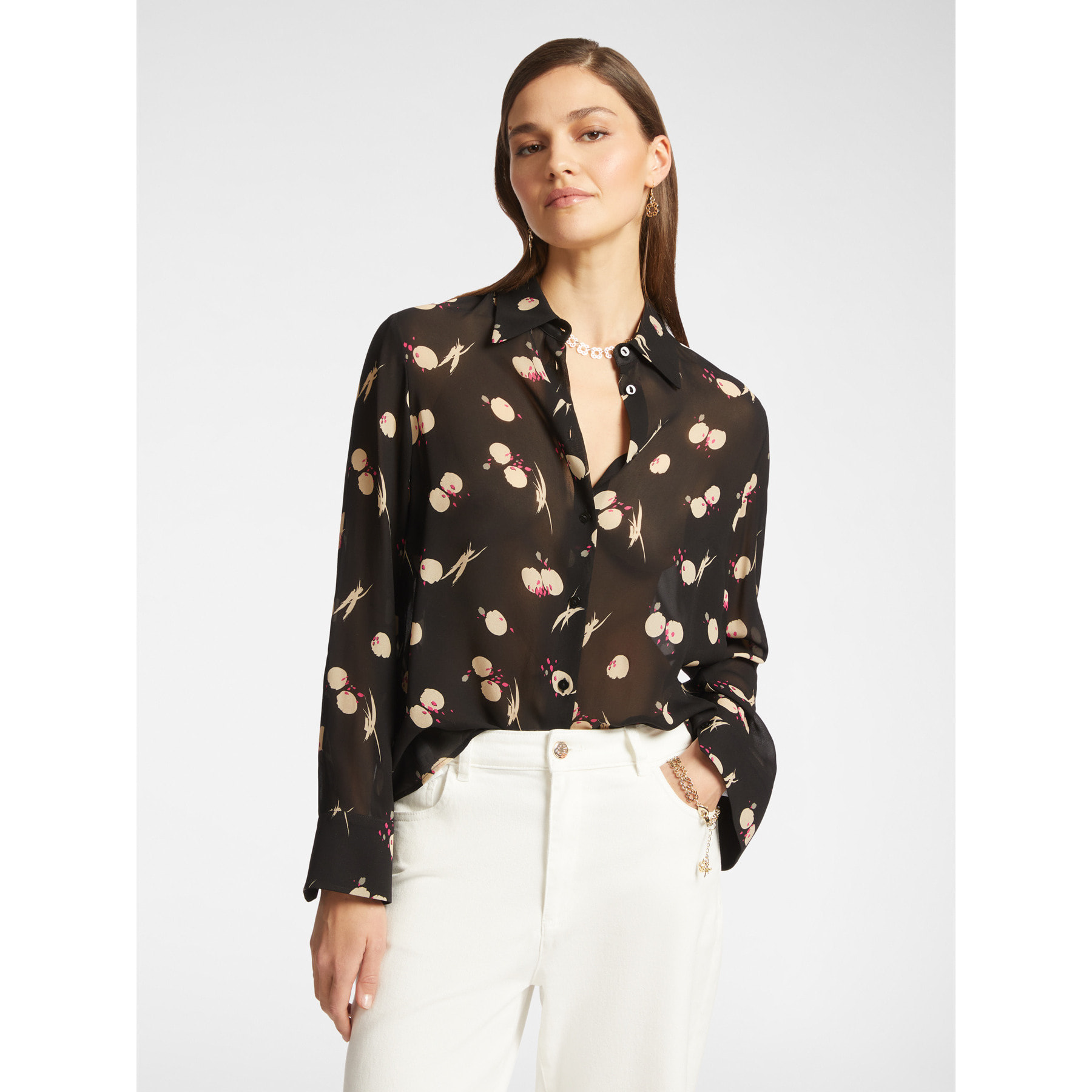 Elena Mirò - camisa con estampado georgette - Negro