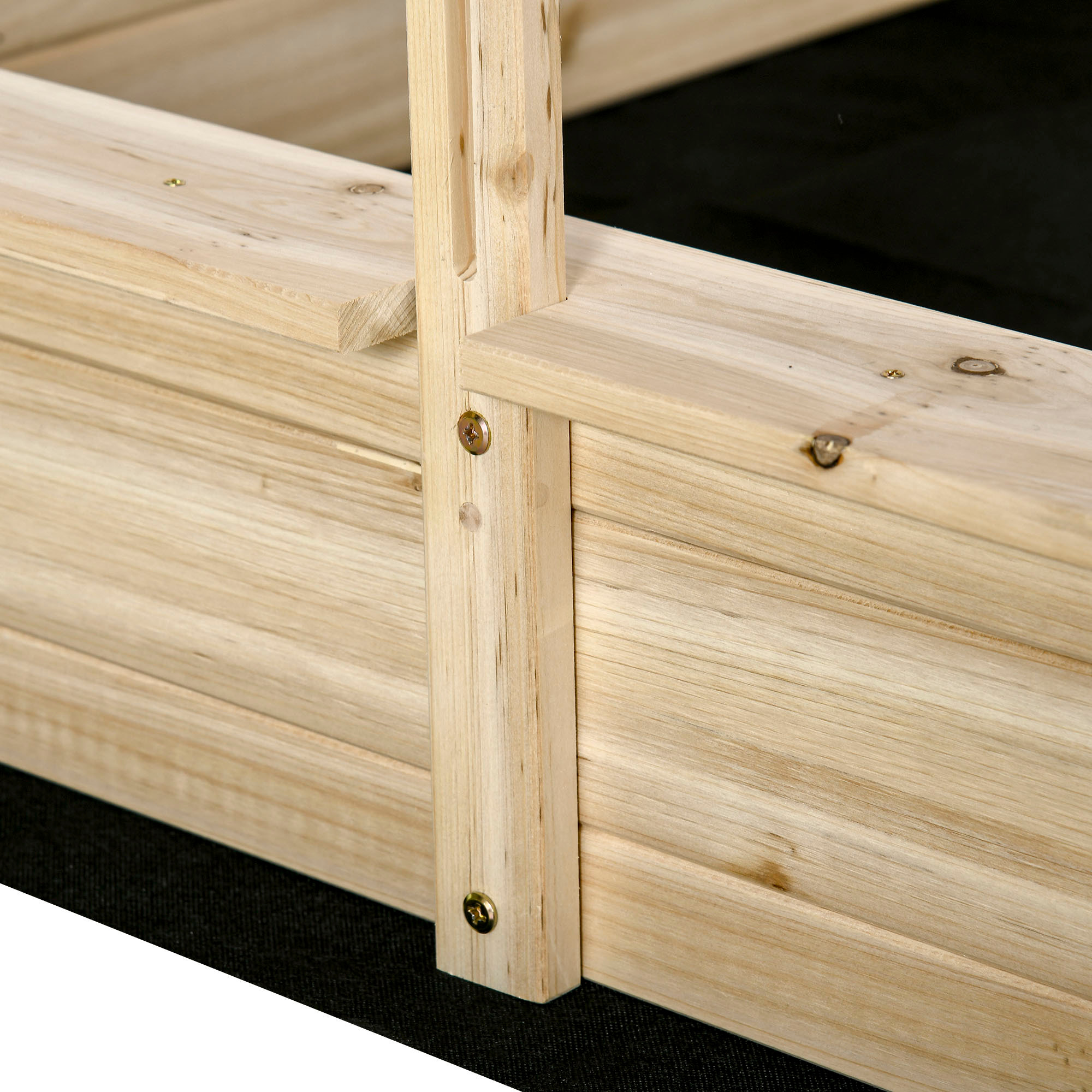 Bac à sable bois carré dim. 1,18L x 1,18l x 1,18H m - hauteur, inclinaison toit réglables, refermable - 2 bacs - bois sapin autoclave