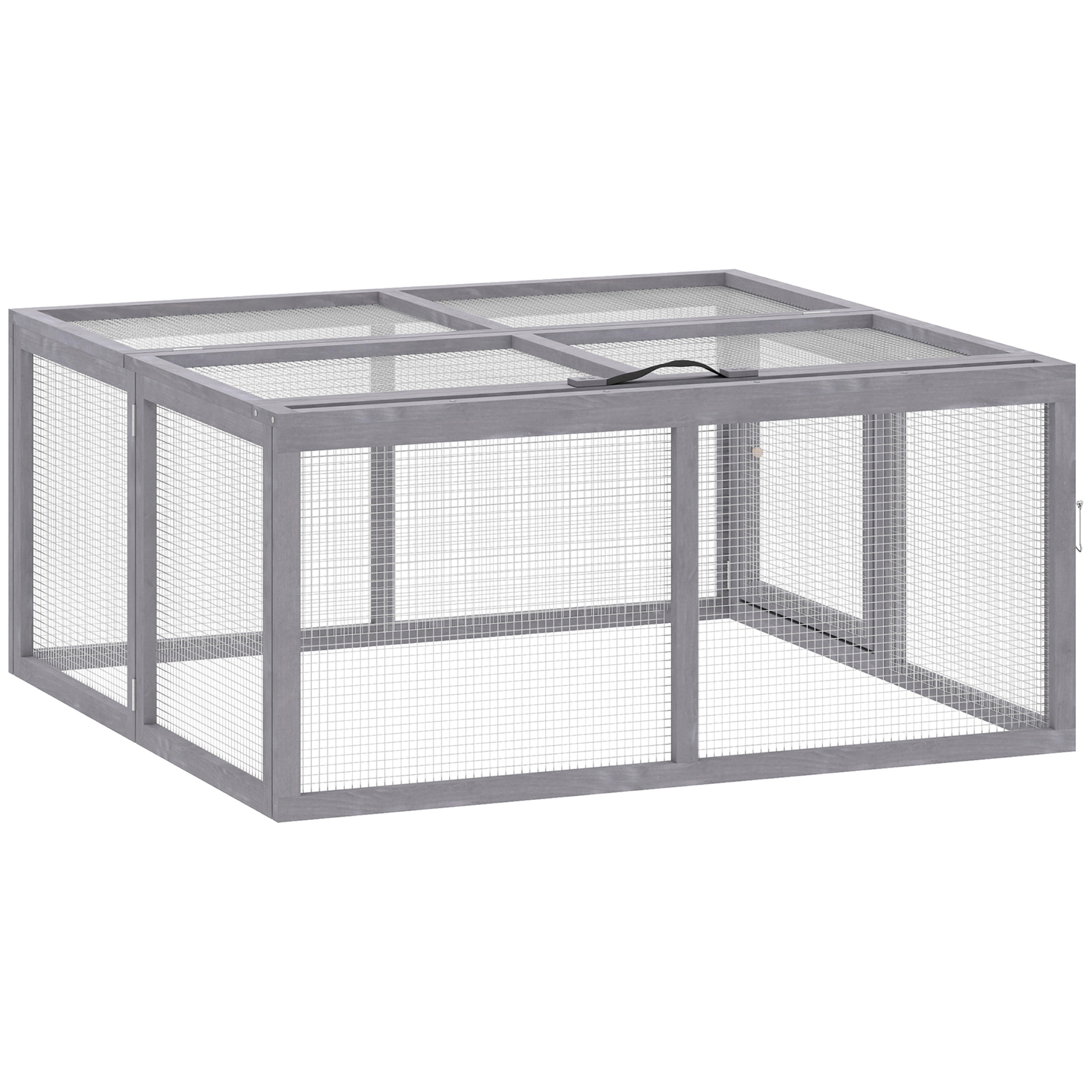 Clapier bois pliable portable - cage à lapin enclos 1,2m² - gris