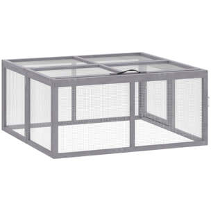 Clapier bois pliable portable - cage à lapin enclos 1,2m² - gris