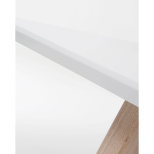 Kave Home - Tavolo da pranzo allungabile Eunice 140(220) x 100 cm bianco con gambe in legno