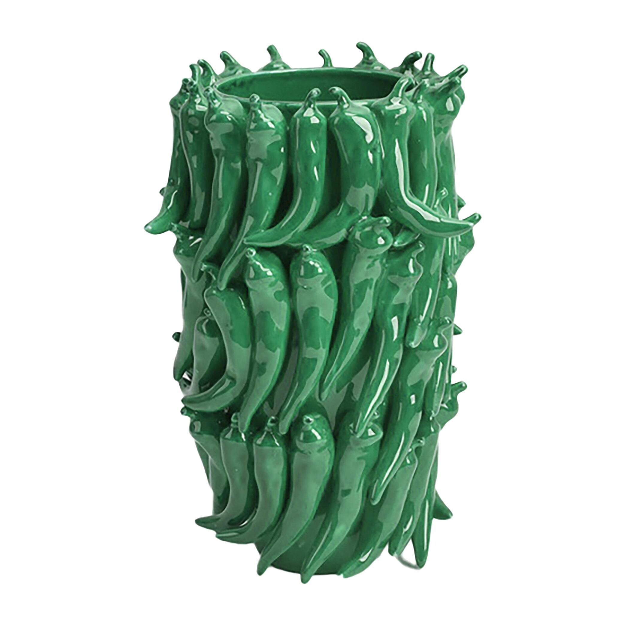 Vaso con peperoncini - Pezzi 1 - Verde - 26,5XH39X25cm - Bianchi Dino