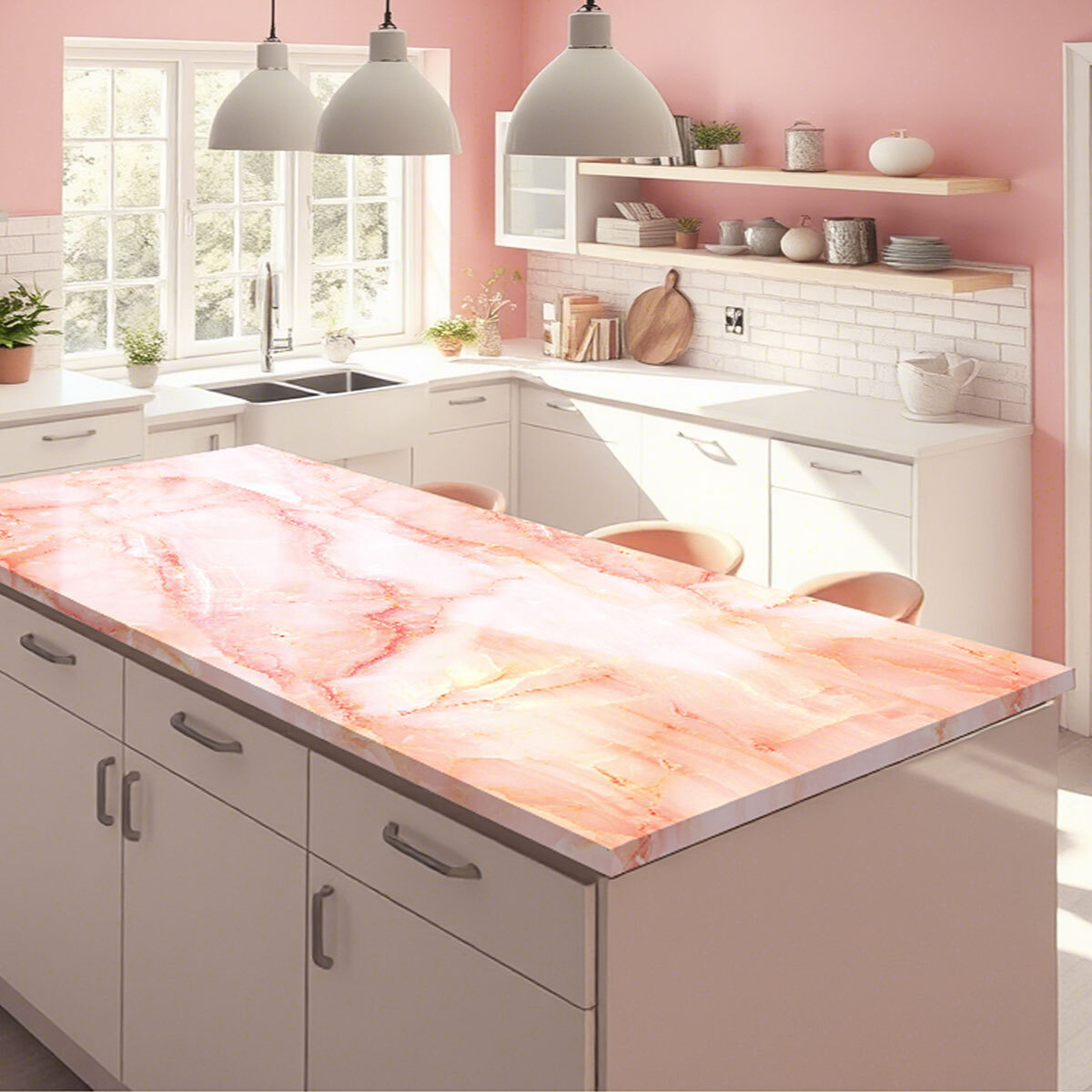 Rouleau revêtement adhésif vinyle au mètre - Sticker lavable Cuisine Meuble Armoire Porte - MARBRE DE BARI