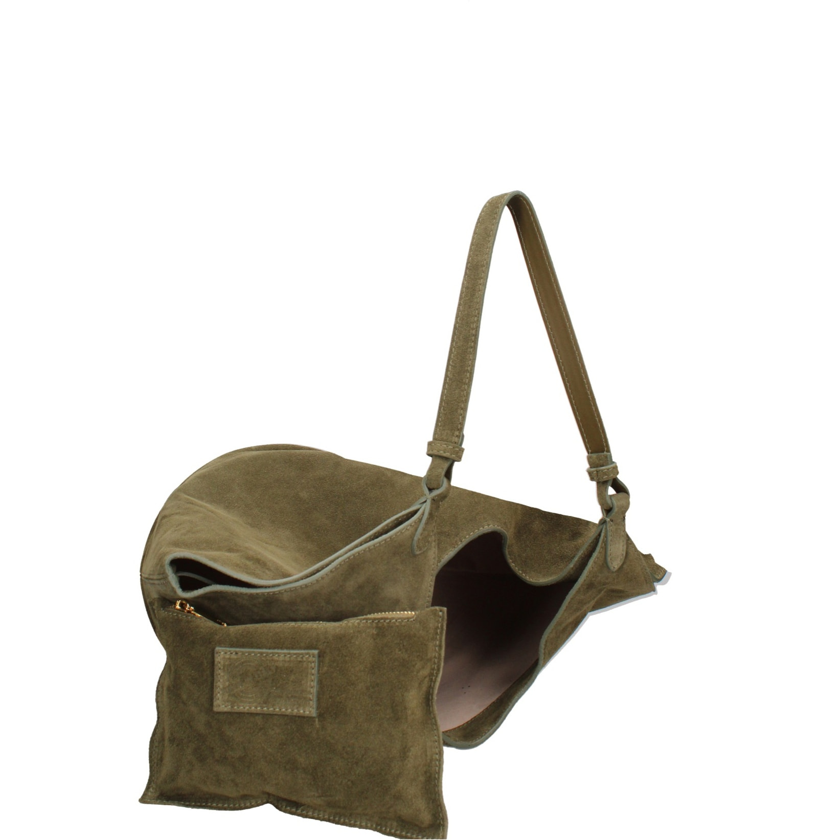 Borsa a spalla da donna - Modello Lisboa - Pelle Scamosciata - 27.0 x 38.0 x 21.5 cm