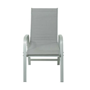 Fauteuil jardin Alu/Textilène "Porto" - Phoenix - Gris clair - Lot de 2