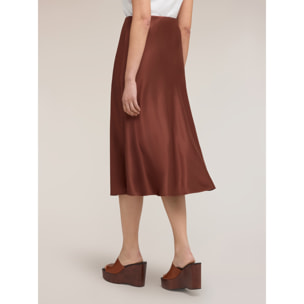 Motivi - Gonna midi linea ad A in raso - Marrone