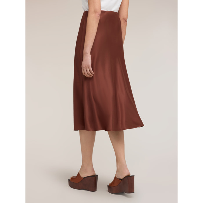 Motivi - Gonna midi linea ad A in raso - Marrone