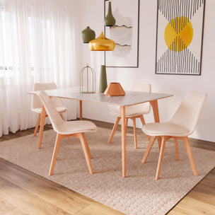 Set Di 4 Sedie Per Sala Da Pranzo Ufficio Con Gambe In Faggio Legno Massello Massiccio Stile Nordico Scandinavo Comoda Seduta Imbottita Ideale Per Sog