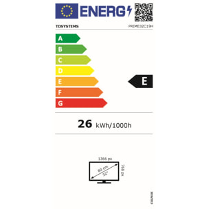 Televisor 32 Pulgadas HD, USB Grabador reproductor, Sintonizador digital DVB-T2/C/S2 - TD Systems PRIME32C19H