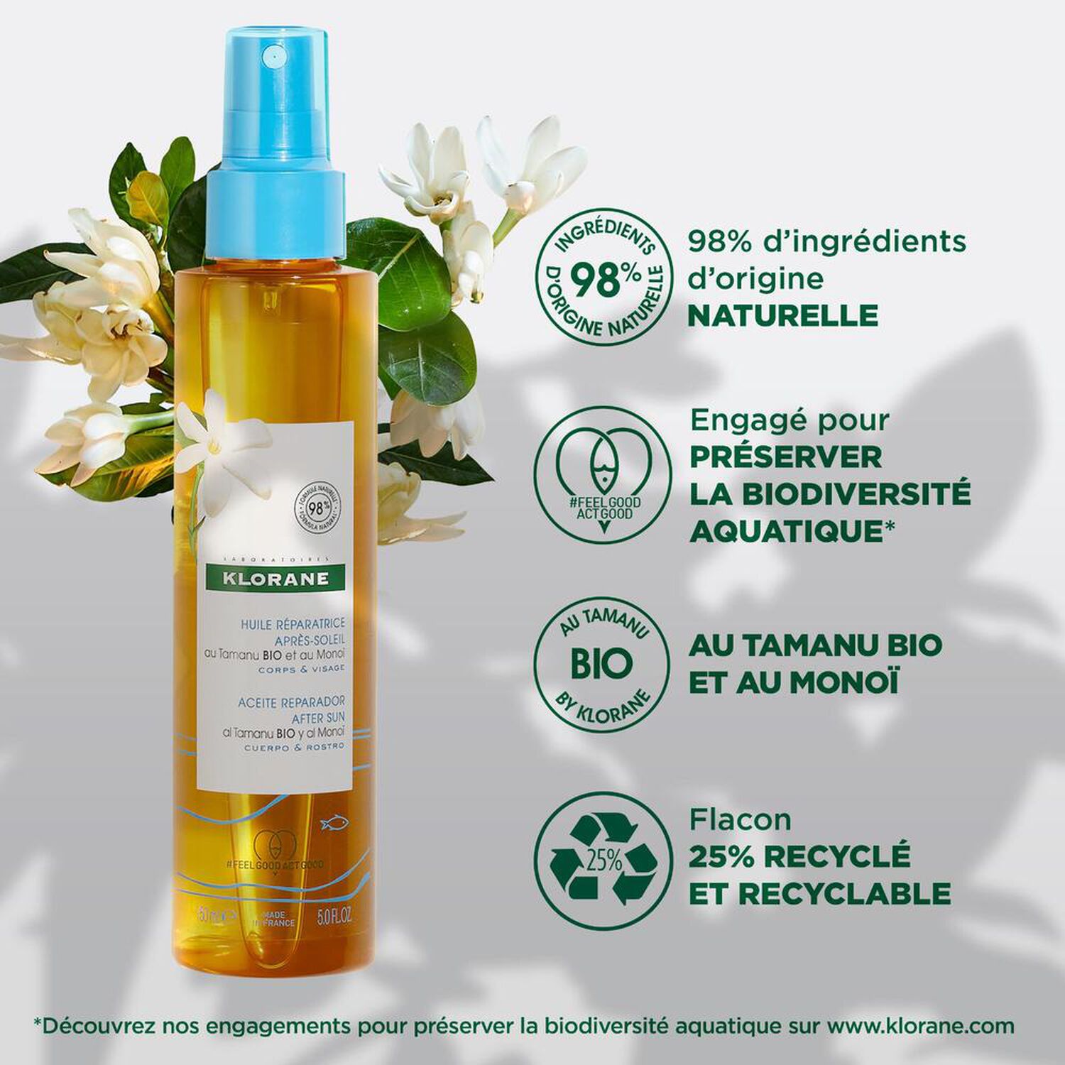 Monoi et Tamanu Bio - Huile Réparatrice Après-Soleil - 150 ml