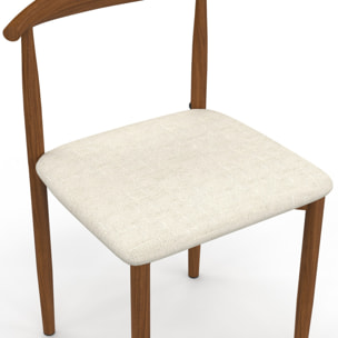 Chaises Adam tissu beige pieds effet bois noyer - lot de 6