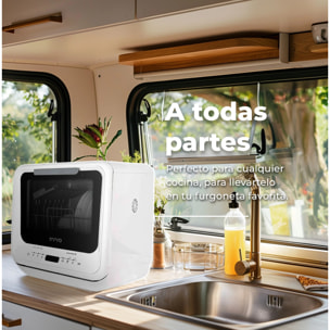 Lavavajillas EVVO Mini D Trip, 2 Cubiertos, 3 Programas, Blanco, Ancho 420 mm