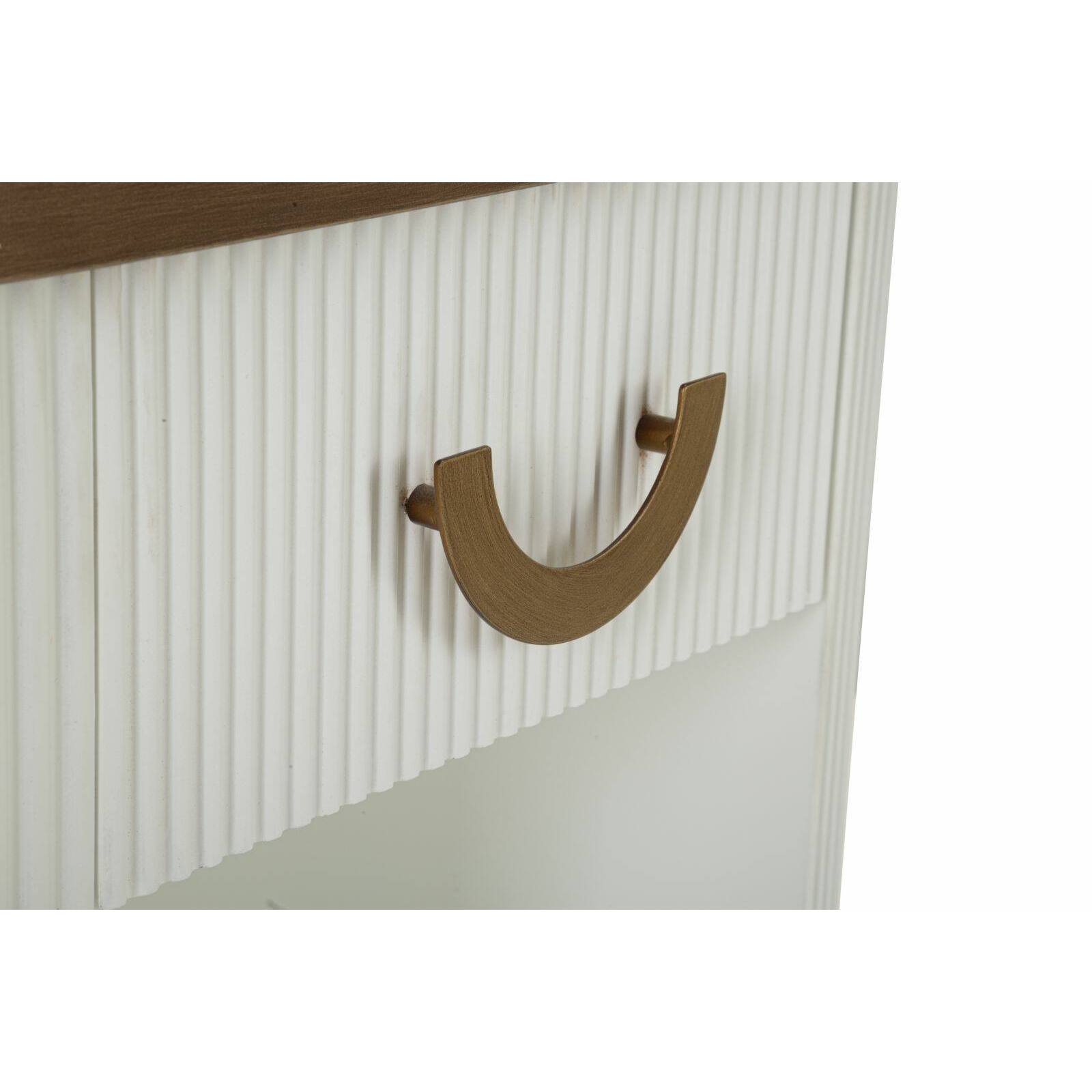 Comodino Fagends, Comò basso, Tavolino da notte, Mensola da letto, 48x40 h62 cm, Bianco e Marrone