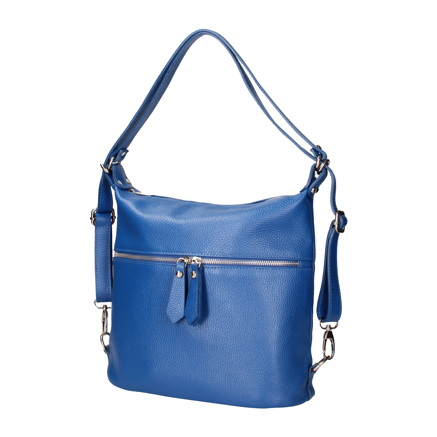 Borsa a spalla convertibile in zaino Bianca da donna In Vera pelle Made in Italy 30x26x9 cm