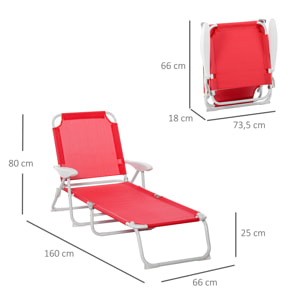 Transat pliable inclinable 4 positions métal époxy textilène