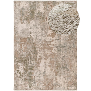 ONA Alfombra abstracta con flecos beige y verde, varias medidas disponibles.