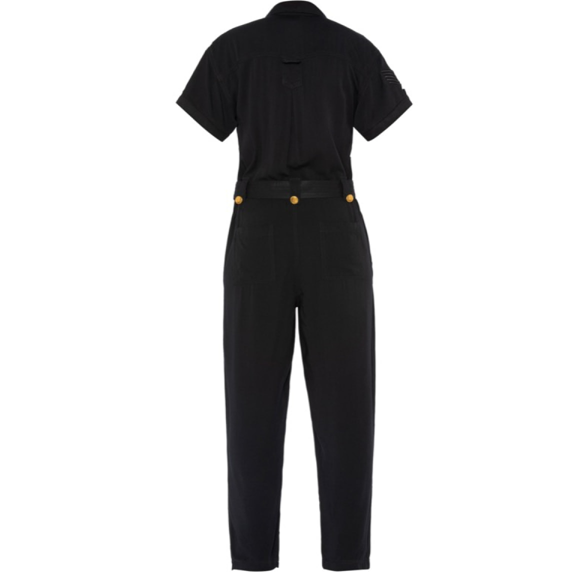 TRJAMELIA70W US NAVY JUMPSUIT IN YARN DYED COTTON WITH  POCKETS & CHEST PRINT 100% COTTON Nero