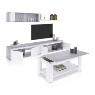 Pack salón con mesa de centro Arlet Plus Blanco Artik (Blanco Mate) - Gris Cemento