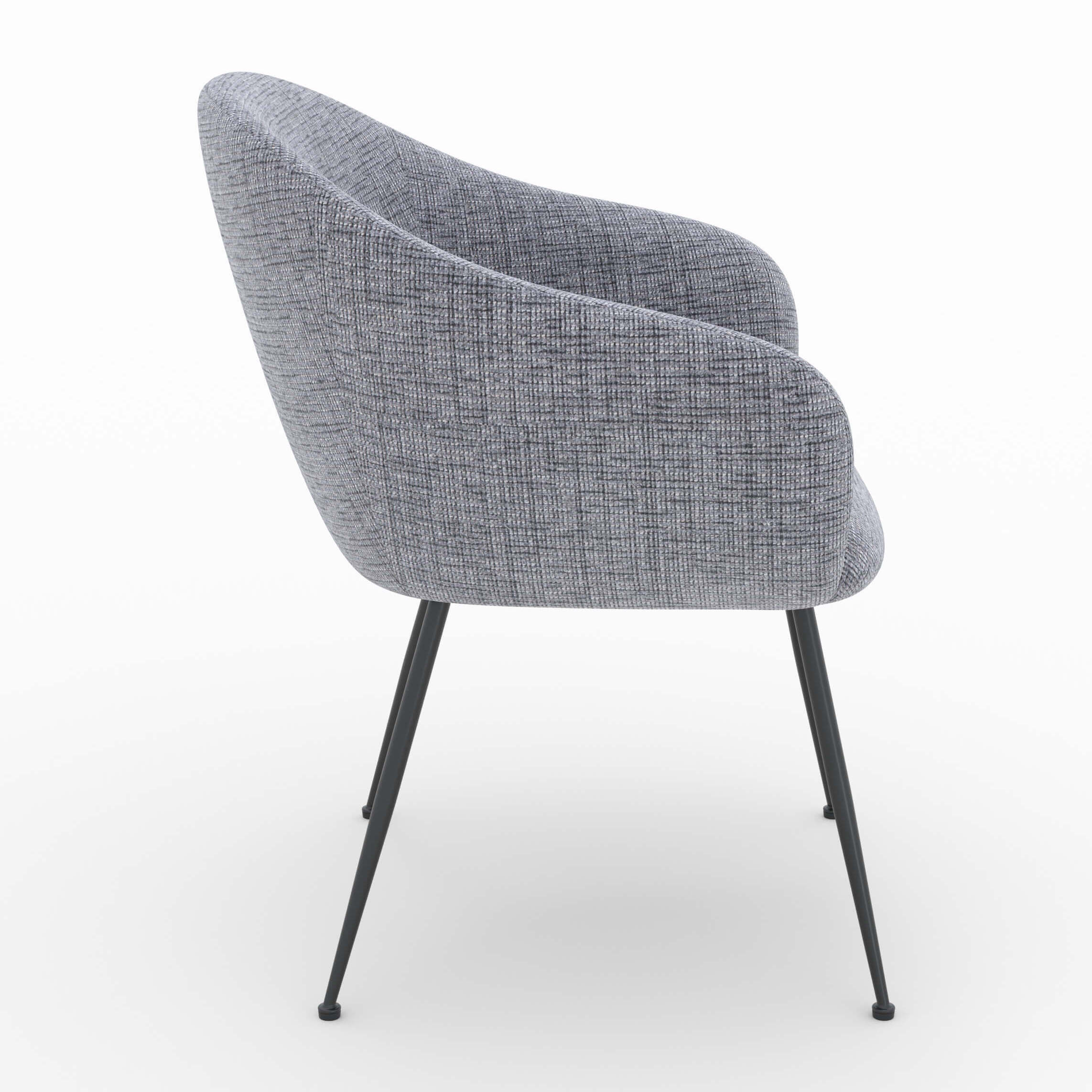 Fauteuil en tissu gris chiné et pieds en métal noir - Socky