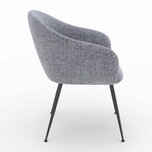 Fauteuil en tissu gris chiné et pieds en métal noir - Socky
