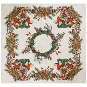 CENTROTAVOLA NATALIZIO JACQUARD GNOMI BACCHE