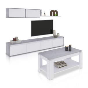 Pack salón con mesa de centro Arlet Plus Blanco Artik (Blanco Mate) - Gris Cemento
