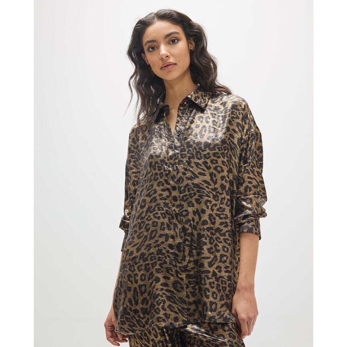 Camicia oversize in tessuto pregiato