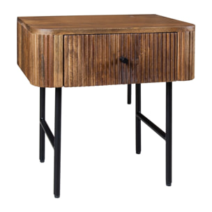 TABLE DE NUIT 1 TIROIR BOIS DE MANGUIER PIEDS NOIR 50X35X50CM IQUITOS