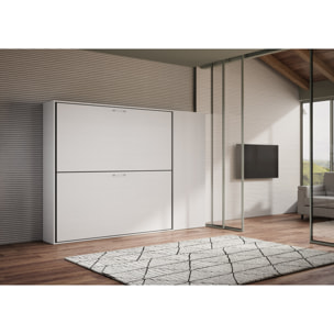 Armoire lit escamotable horizontal superposé 2 couchages 85 Kando composition H Frêne Blanc