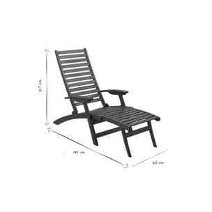 Bain de soleil inclinable 3 positions en bois massif RIO