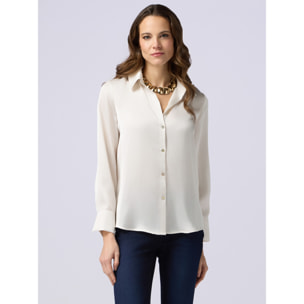 Oltre - Camicia in raso tinta unita - Bianco