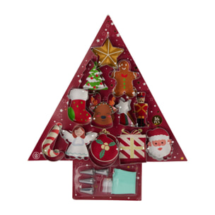 Juego de horneado de 17pzs - cortadores de galletas y boquillas de acero inoxidable con manga pastelera y bolsa eva