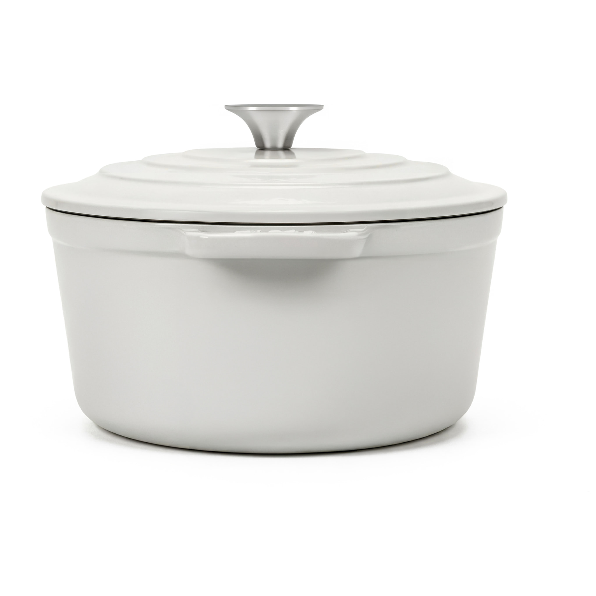 La Fonderie 1890 IENA25, Cacerola de hierro fundido, 25cm, capacidad 4,7L, beige, compatible con todos los fuegos, inducción, gas, parrilla y horno.