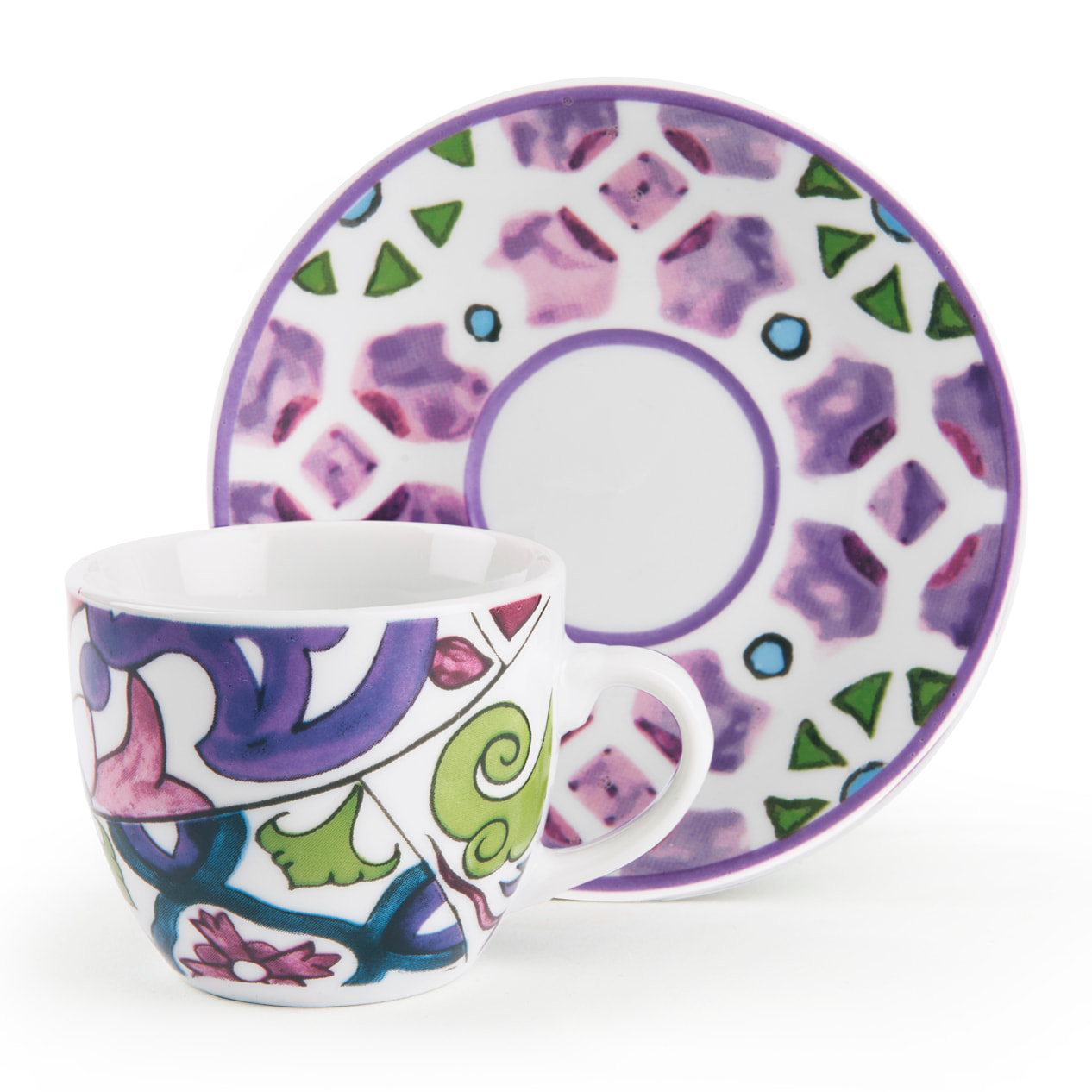 Set 6 Tasses à Café avec Soucoupes Excelsa – Lisbona, Porcelaine Multicolore