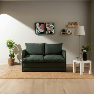 Canapé-lit d'appoint en lin vert foncé, 2 personnes ORURO