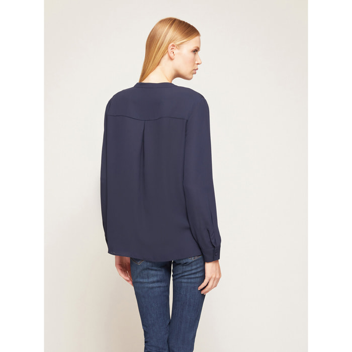 Motivi - Blusa fluida scollo alla serafino - Blu